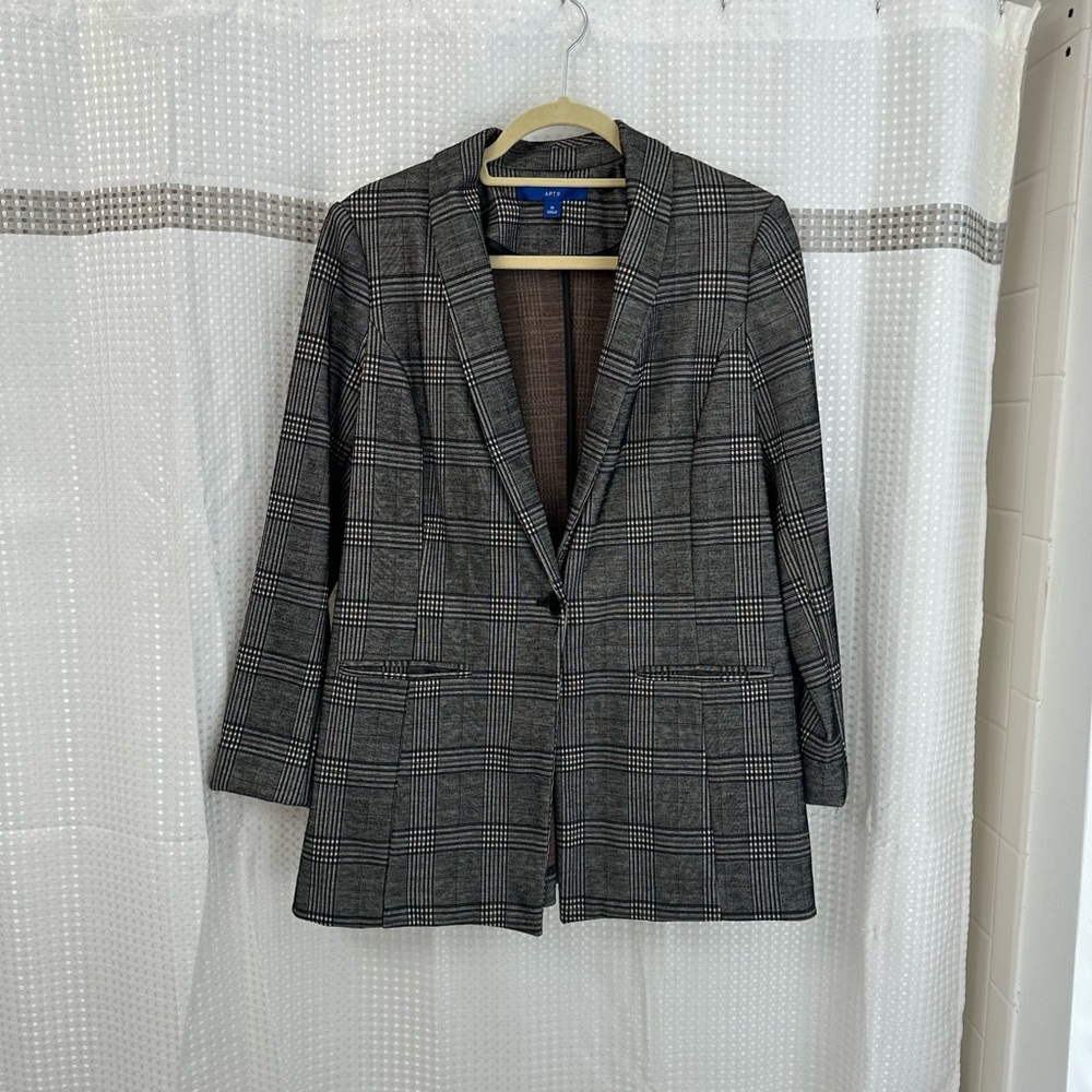 H&M Women's Grey Plaid Blazer